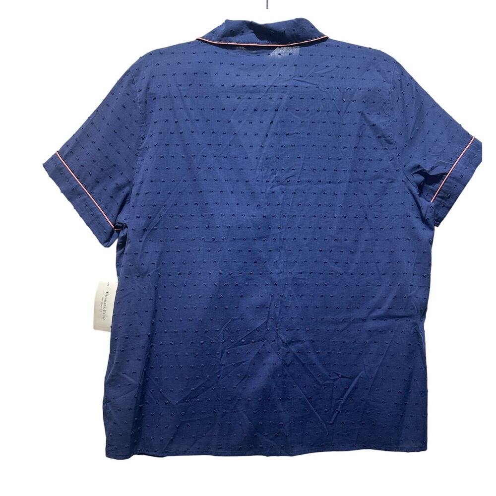Charter Club Pajama Notch Collar Woven Cotton Pajama Top Size Large - Picture 2 of 8